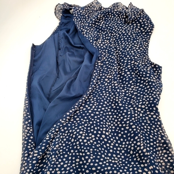 Adrianna Papell Navy Polka Dot Ruffle Dress - Picture 9 of 15